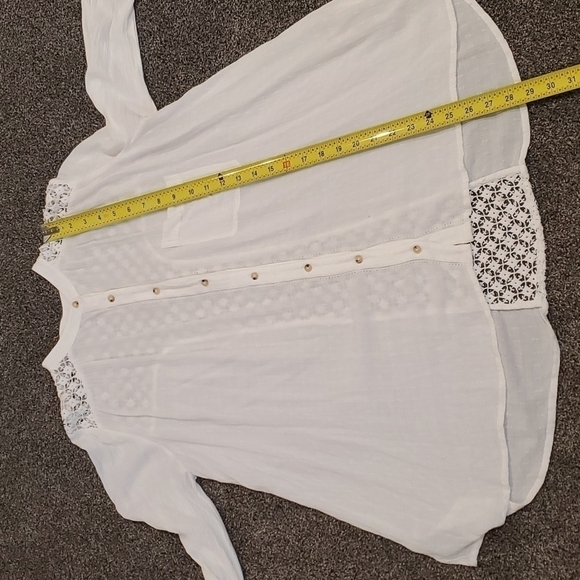 Free People Crochet Button Down in Ivory blouse top - Picture 9 of 12